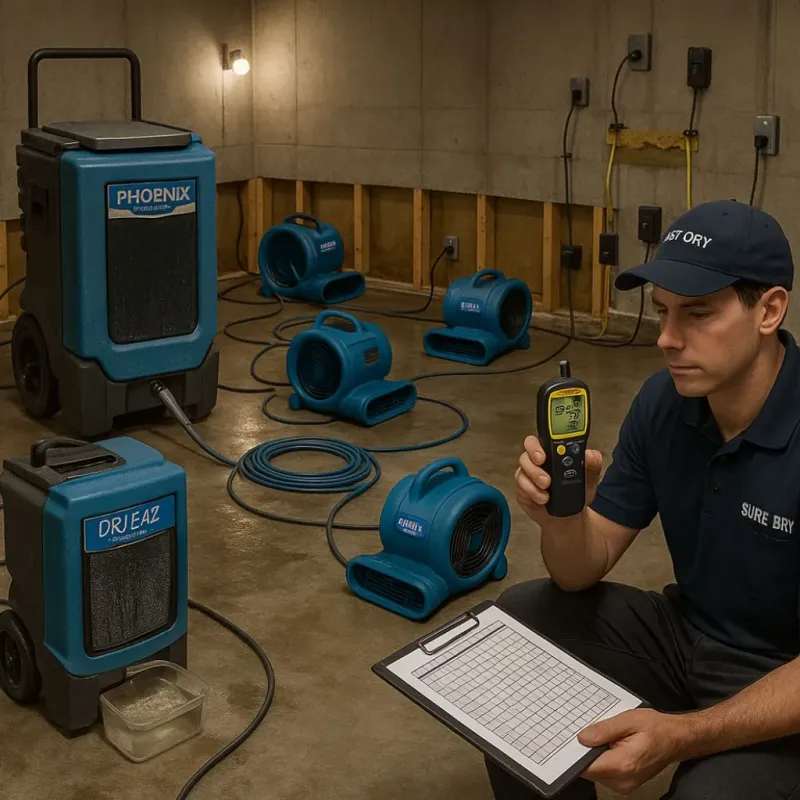 Structural Drying and Dehumidification process in Grandview, MO